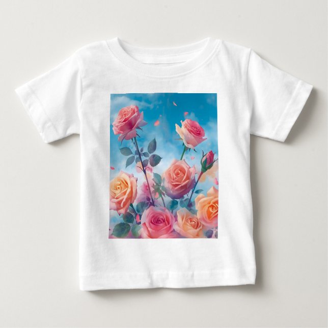 T-shirt Pour Bébé Roses Vibrantes de Rêve (Devant)