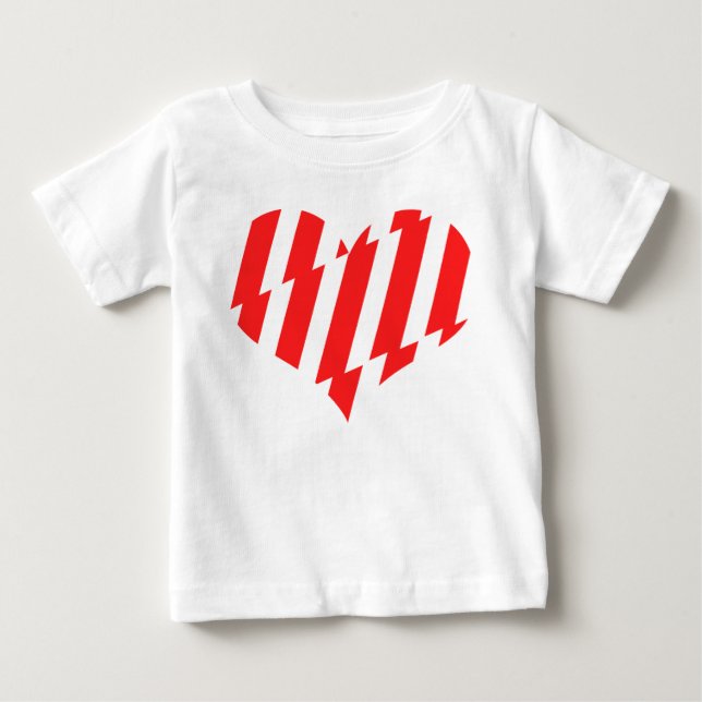 T-shirt Pour Bébé Rouge Abstrait n Blancs Valentine Coeur (Devant)
