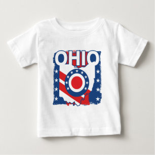 T-shirt Pour Bébé Rouge blanc et bleu Patriotique Grunge Ohio
