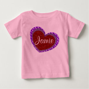 T-shirt Pour Bébé Rouge de parties scintillantes de Faux et