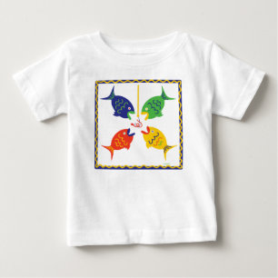 T-shirt Pour Bébé Rouge jaune bleu vert Fishiles