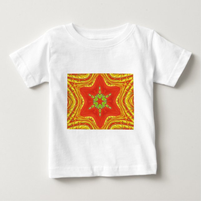 T-shirt Pour Bébé Rouge or vert Mandala Art Imprimer (Devant)