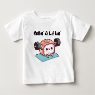 T-shirt Pour Bébé Rouleau de Sushi qui Soulève des Poids