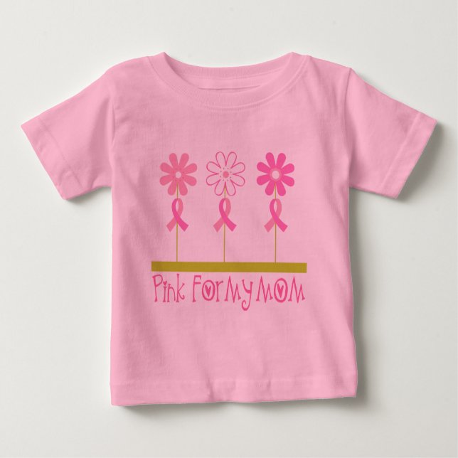 T-shirt Pour Bébé Ruban rose pour ma maman (Devant)