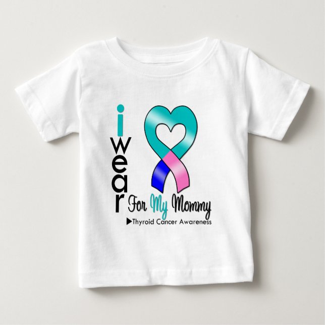 T-shirt Pour Bébé Ruban Thyroïde Cancer Pour Ma Maman (Devant)