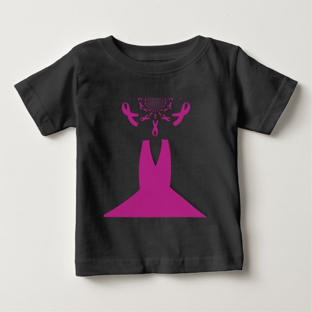 T-shirt Pour Bébé Rubans rose Cancer du sein Sensibilisation Art Imp (Devant)