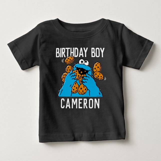 T-shirt Pour Bébé Rue Sésame | Cookie Monster 1st Birthday Baby T (Devant)