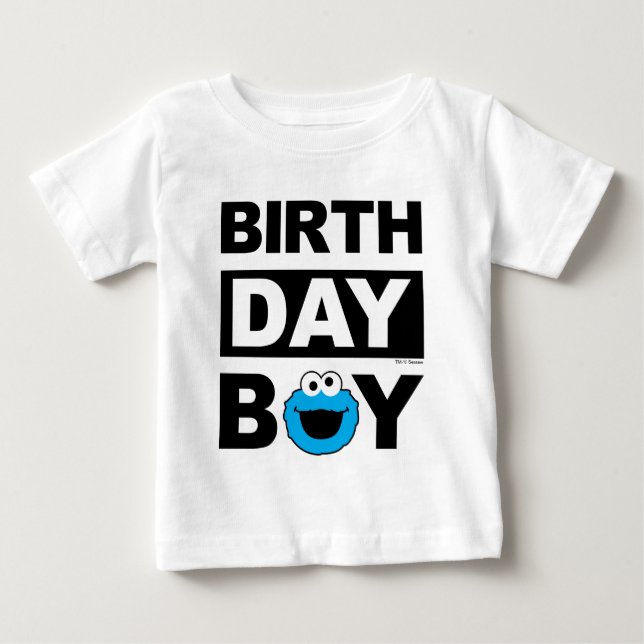 T-shirt Pour Bébé Rue Sésame | Cookie Monster - Anniversaire du garç (Devant)