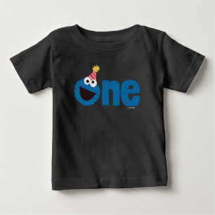T-shirt Pour Bébé Rue Sésame   Cookie Monster One First Birday