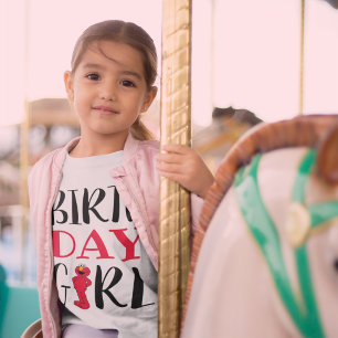 T-shirt Pour Bébé Rue Sésame Elmo - Fille d'anniversaire