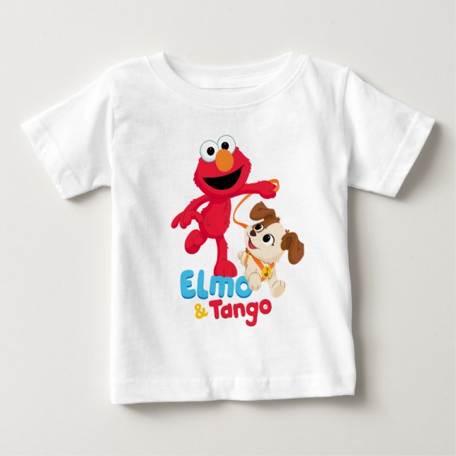 T-shirt Pour Bébé Rue Sésame | Elmo & Tango Running (Devant)
