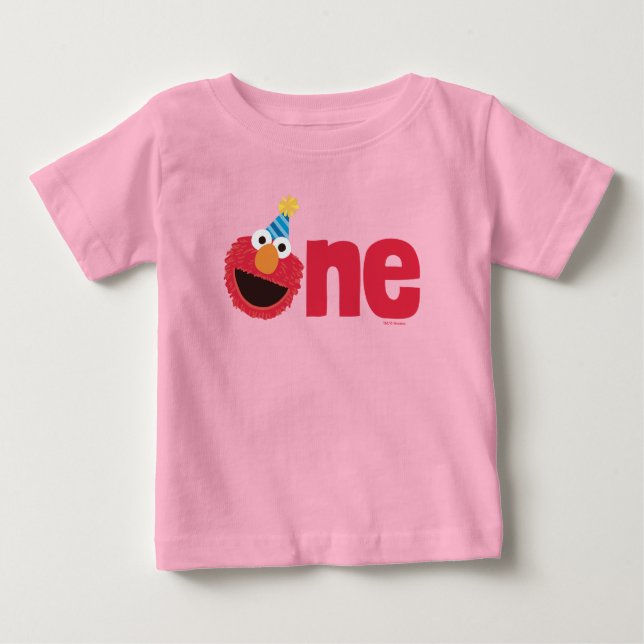 T-shirt Pour Bébé Rue Sésame | Elmo - Un premier anniversaire (Devant)