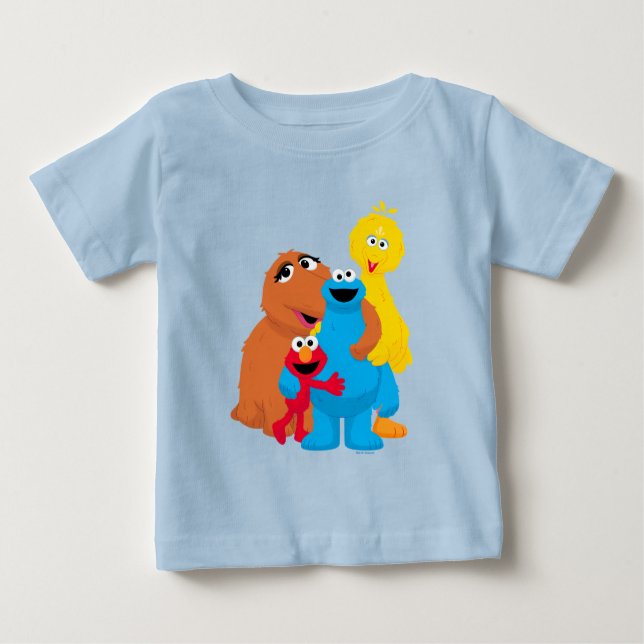 T-shirt Pour Bébé Rue Sésame | Groupe Hug (Devant)