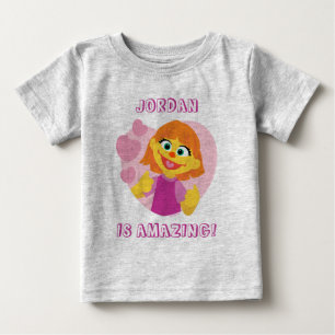 T-shirt Pour Bébé Rue Sésame   Julia Coeur rose