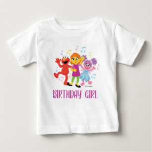 T-shirt Pour Bébé Rue Sésame Julia, Elmo & Abby - Anniversaire