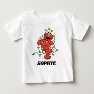 T-shirt Pour Bébé Rue Sésame   Lumières de Noël Elmo