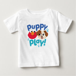 T-shirt Pour Bébé Rue Sésame   Puppy Play Elmo & Tango