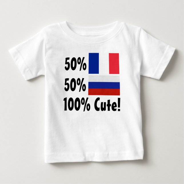 T-shirt Pour Bébé Russe du Français 50% de 50% 100% mignon (Devant)