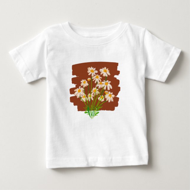 T-shirt Pour Bébé Rustic floral design on brown background (Devant)