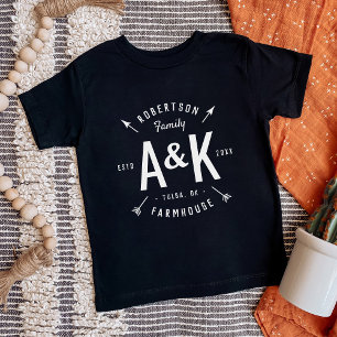 T-shirt Pour Bébé Rustique Arrow Famille Monogramme Ferme