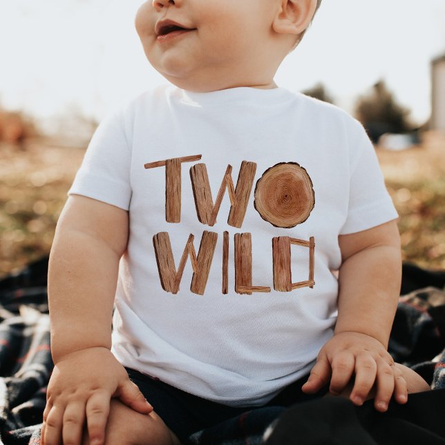 T-shirt Pour Bébé Rustique Deux Wild 2e Anniversaire Bois (Créateur téléchargé)