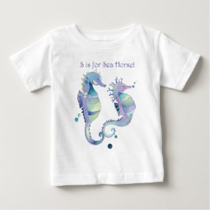 T-shirt Pour Bébé S est pour le bébé mignon d'hippocampe
