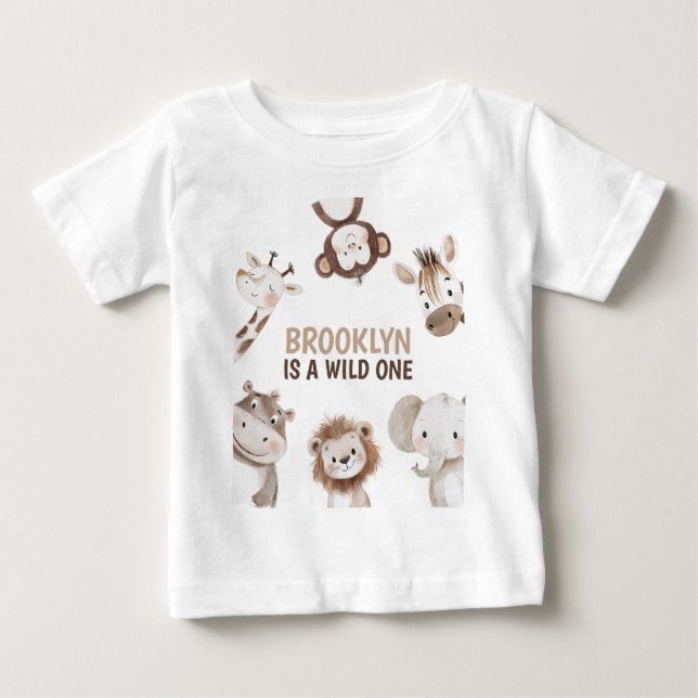 T-shirt Pour Bébé Safari Animals 1st Birthday (Devant)