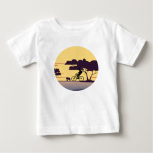 T-shirt Pour Bébé Safari Bike Ride au coucher du soleil - Cycliste e