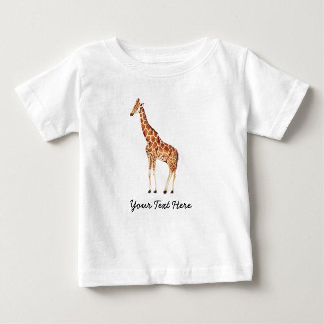 T-shirt Pour Bébé Safari personnalisé tendance animal mignon Giraffe (Devant)