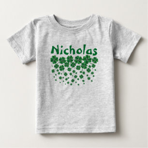 T-shirt Pour Bébé Saint Patrick’s Day Nom personnalisé avec shamrock
