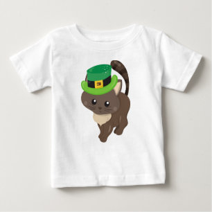 T-shirt Pour Bébé Saint Patrick's Day, Chat Brown, Casquette Leprech