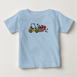T-shirt Pour Bébé Saint-Valentin Construction chariot élévateur Coeu
