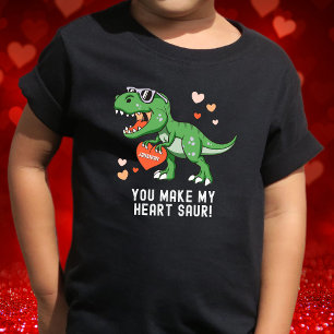 T-shirt Pour Bébé Saint-Valentin personnalisé pour garçons Dinosaure