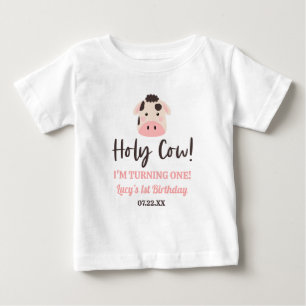 T-shirt Pour Bébé Sainte Vache Je Fête Mon Premier Anniversaire ! Fê