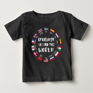 T-shirt Pour Bébé Salutations autour du monde - Bonjour dans toutes