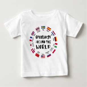 T-shirt Pour Bébé Salutations autour du monde, Bonjour dans toutes l