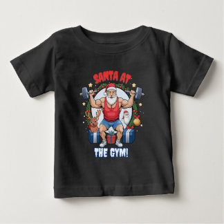 T-shirt Pour Bébé Santa Claus avec une torsion - Gym Père Noël humou