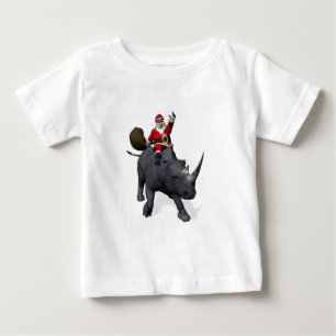 T-shirt Pour Bébé Santa Claus Rides Rhino Rhinoceros