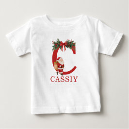 T-shirt Pour Bébé Santa Monogrammed and Name Family Matching