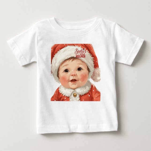 T-shirt Pour Bébé Santa’s Little Helper Baby Shirt | Cute Christmas (Devant)