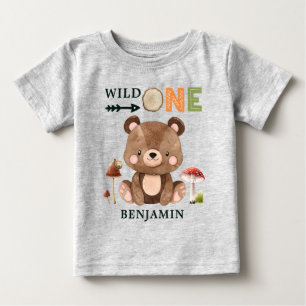 T-shirt Pour Bébé SAUVAGE PERSONNALISÉ UN Woodland premier annivers