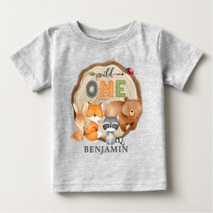 T-shirt Pour Bébé SAUVAGE PERSONNALISÉ UN Woodland premier annivers