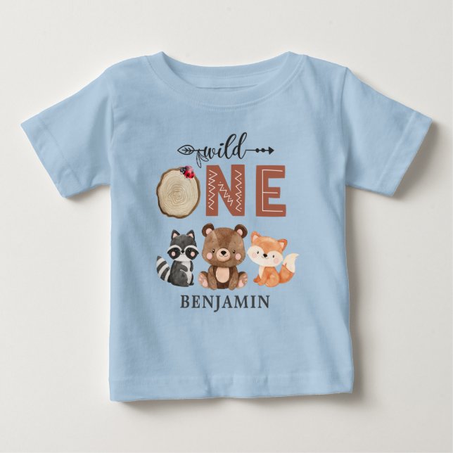 T-shirt Pour Bébé SAUVAGE PERSONNALISÉ UN Woodland premier anniversa (Devant)