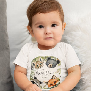 T-shirt Pour Bébé Sauvage Un 1er Anniversaire Forêt Animal