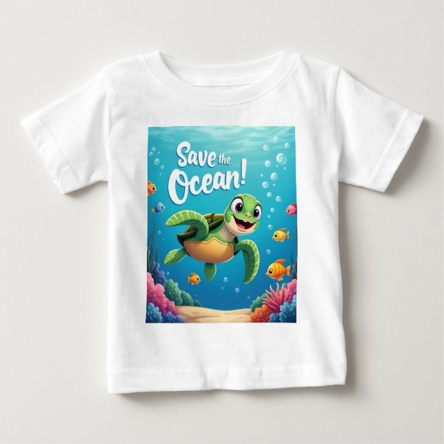 T-shirt Pour Bébé Sauvez L'Océan (Devant)