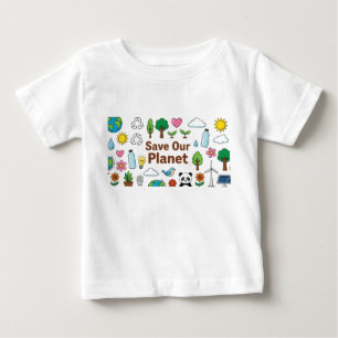 T-shirt Pour Bébé Sauvez notre planète dessin d'enfants crayon de
