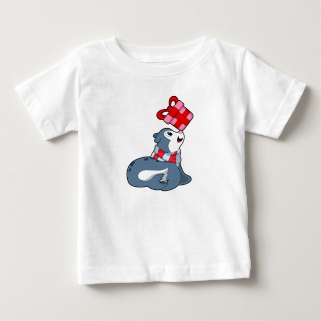 T-shirt Pour Bébé Sceau avec cadeau (Devant)