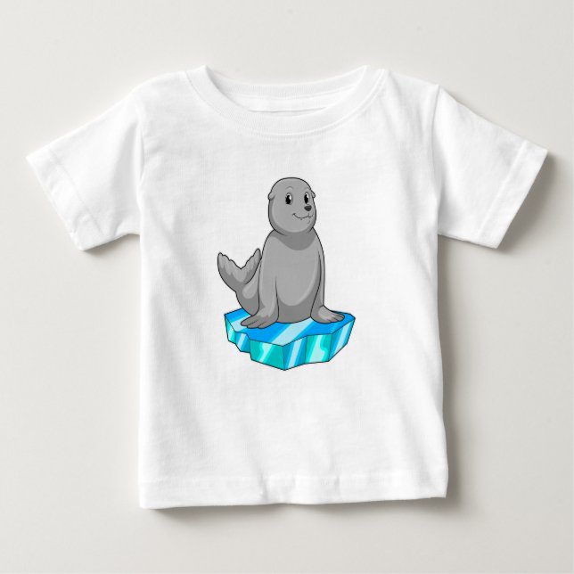 T-shirt Pour Bébé Sceau avec flocons de glace (Devant)