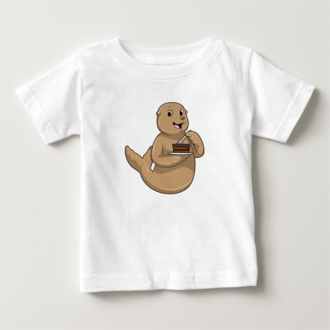 T-shirt Pour Bébé Sceau avec gâteau (Devant)