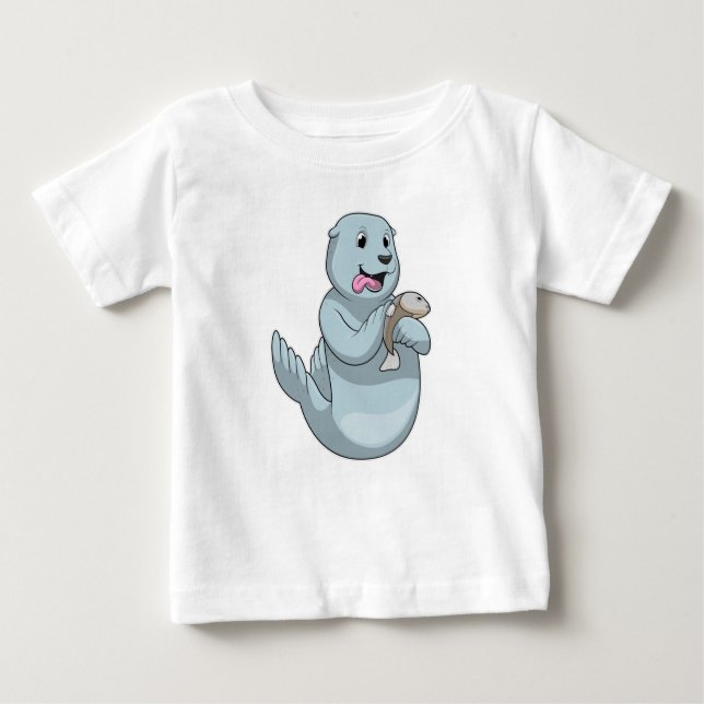 T-shirt Pour Bébé Sceau avec poisson (Devant)